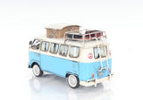 6" Blue And White Metal Volkswagen Bus Sculpture - Homeroots