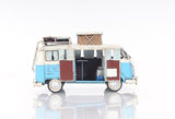 6" Blue And White Metal Volkswagen Bus Sculpture - Homeroots