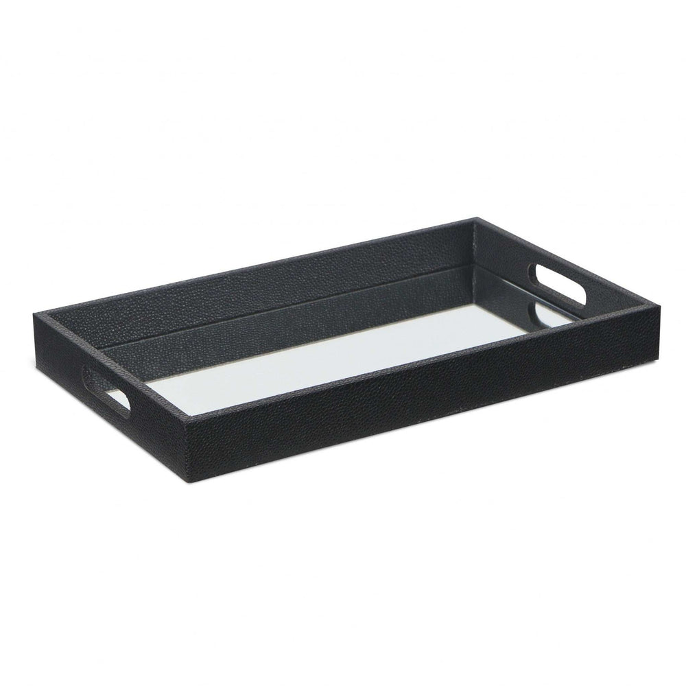Black Shagreen Tray with Beveled Mirror - Homeroots - Flyclothing LLC