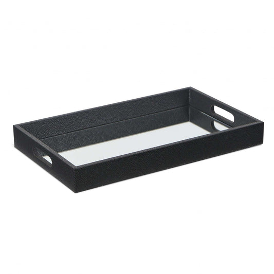 Black Shagreen Tray with Beveled Mirror - Homeroots - Flyclothing LLC