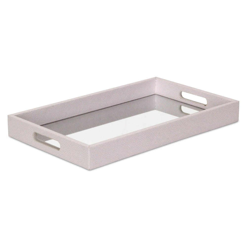 16" White Shagreen and Mirror Tray - Homeroots - Flyclothing LLC