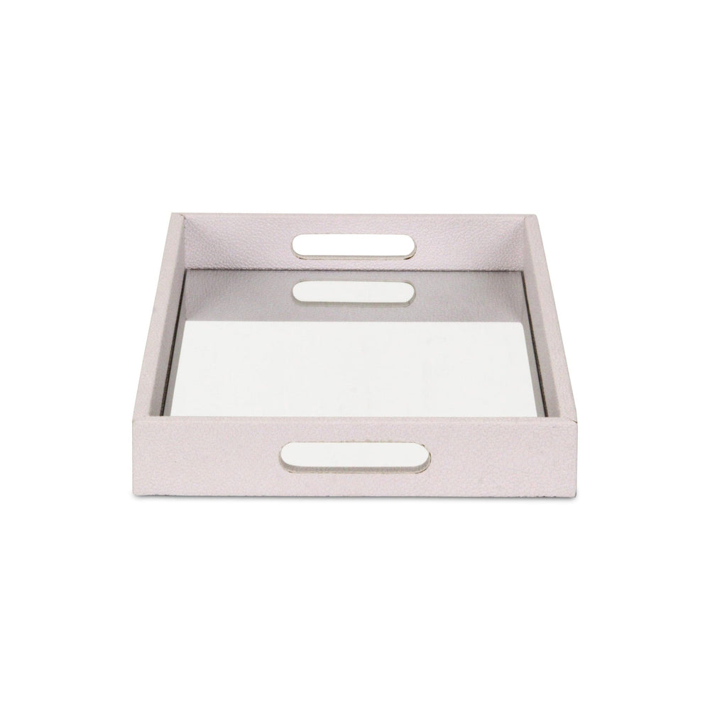 16" White Shagreen and Mirror Tray - Homeroots - Flyclothing LLC