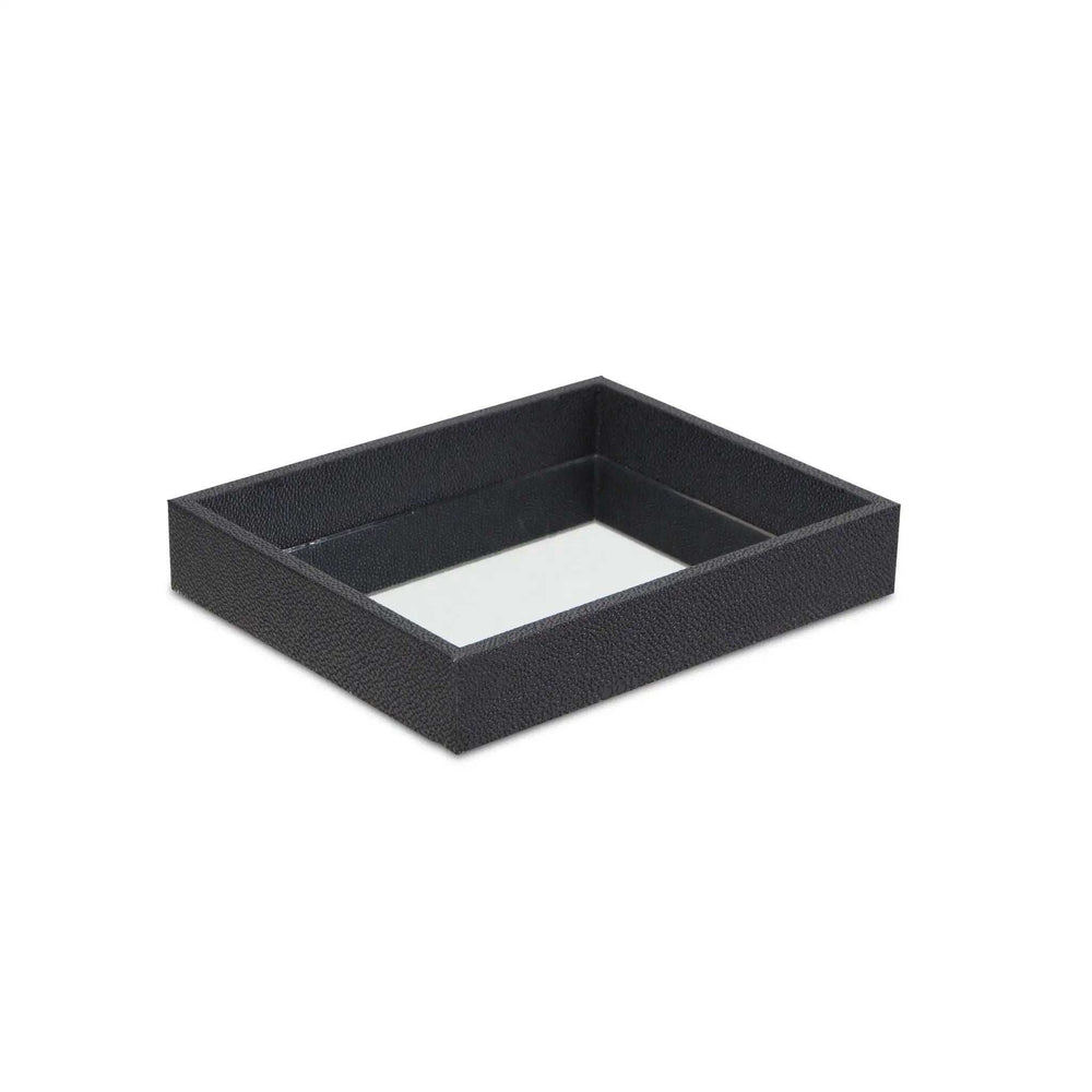 Black Shagreen Mirrored Tray - Homeroots - Flyclothing LLC