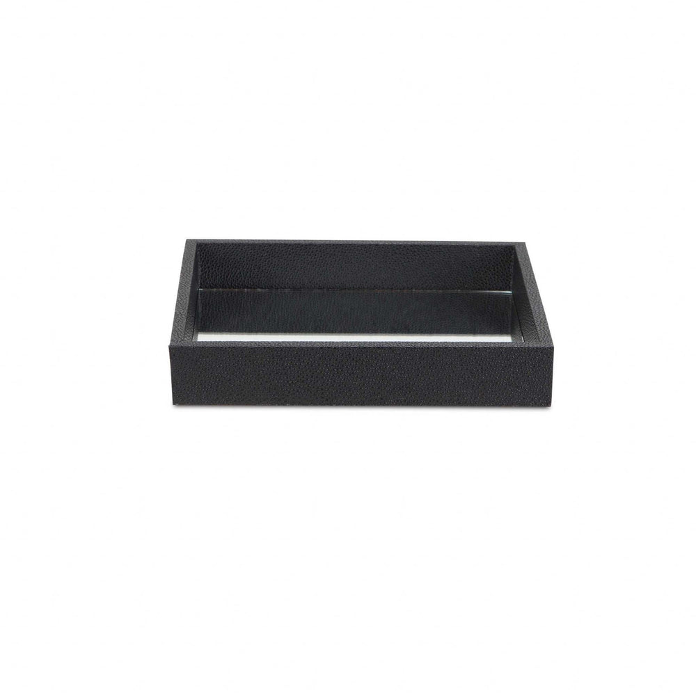 Black Shagreen Mirrored Tray - Homeroots - Flyclothing LLC