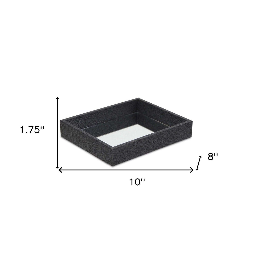 Black Shagreen Mirrored Tray - Homeroots - Flyclothing LLC