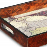 World Map Vintage Burlwood Serving Tray - Homeroots - Flyclothing LLC