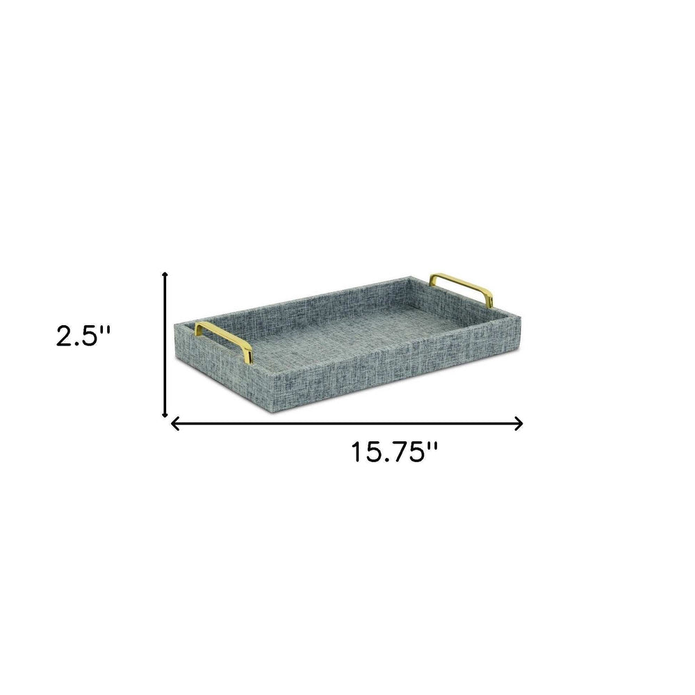 Light Blue Linen and Wooden Tray - Homeroots - Flyclothing LLC