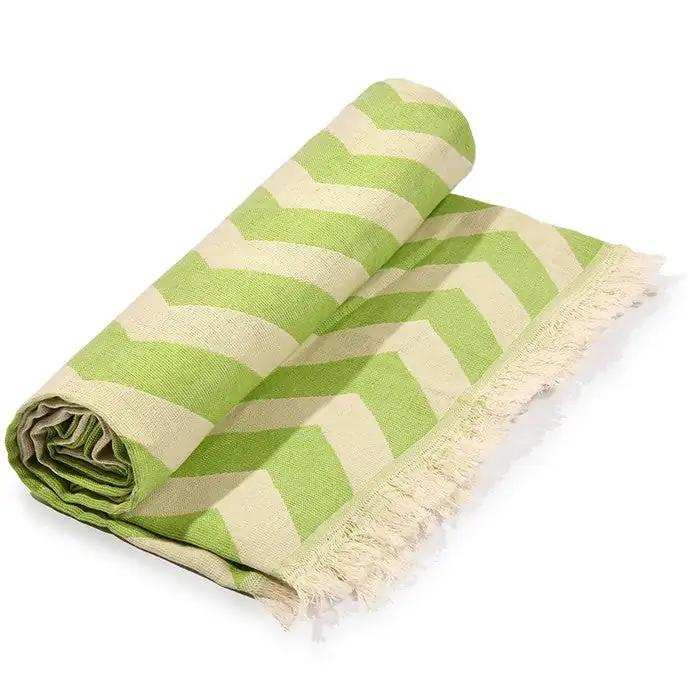 Lime Green Chevron Design Turkish Beach Blanket - Homeroots - Flyclothing LLC
