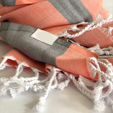 Peach and Dark Grey Striped Design Turkish Beach Blanket - Homeroots - Flyclothing LLC