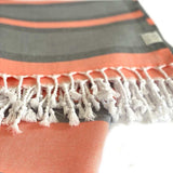 Peach and Dark Grey Striped Design Turkish Beach Blanket - Homeroots - Flyclothing LLC