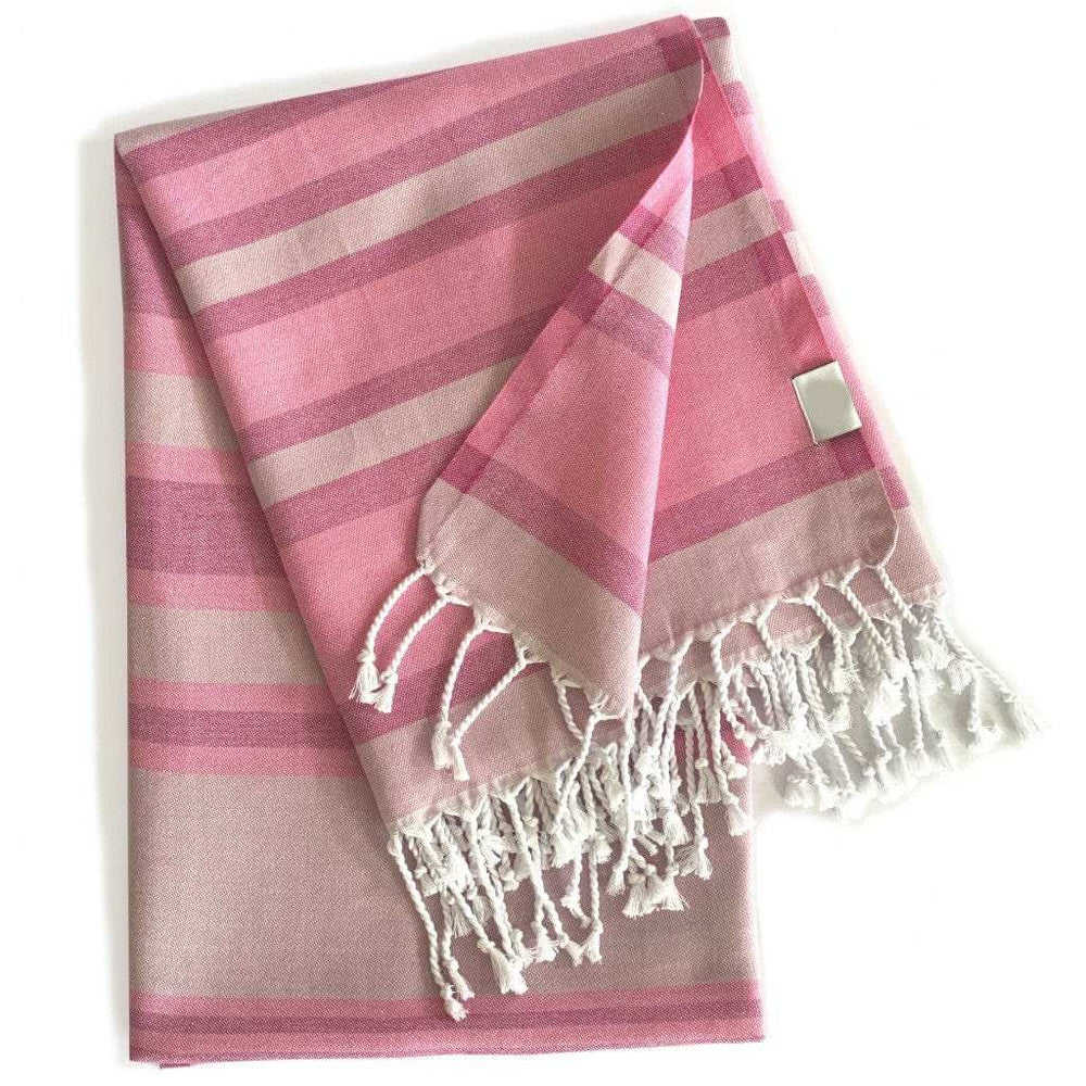 Shades of Pink Striped Design Turkish Beach Blanket - Homeroots - Flyclothing LLC
