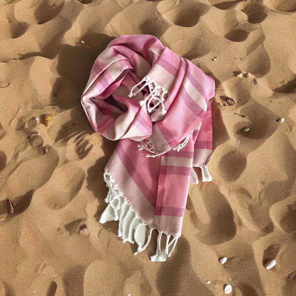 Shades of Pink Striped Design Turkish Beach Blanket - Homeroots - Flyclothing LLC