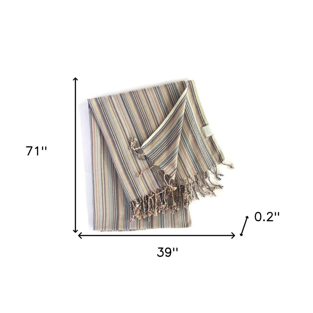 Multi Colored Striped Design Turkish Beach Blanket - Homeroots - Flyclothing LLC