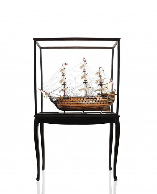 30" Wood Brown HMS Victory Medium Open Front Display Case Boat Hand Painted Decorative Boat - Homeroots