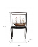 30" Wood Brown HMS Victory Medium Open Front Display Case Boat Hand Painted Decorative Boat - Homeroots