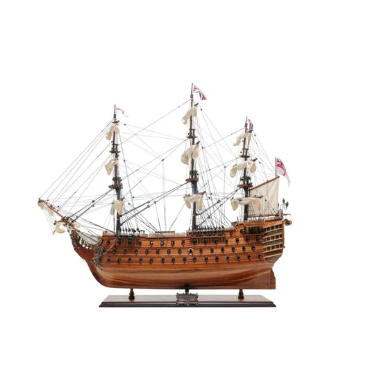 36" Wood Brown HMS Victory Hand Painted Decorative Boat - Homeroots