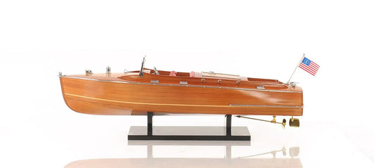 8" Brown Manufactured Wood Hand Painted Decorative Boat - Homeroots