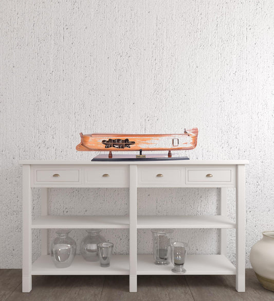 8" Wooden Manufactured Wood Hand Painted Decorative Boat - Homeroots