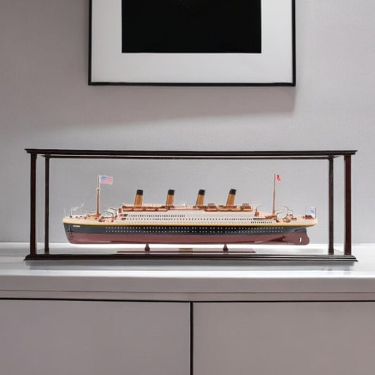 16" Black and Red 1912 RMS Titanic Medium Display Case Boat Hand Painted Decorative Boat - Homeroots