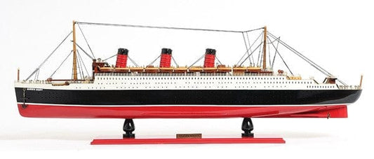 5" Black and Red RMS Queen Mary Boat Hand Painted Decorative Boat - Homeroots