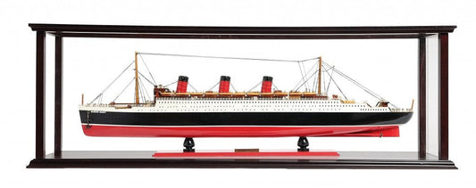 16" Black and Red RMS Queen Mary Medium Display Case Boat Hand Painted Decorative Boat - Homeroots