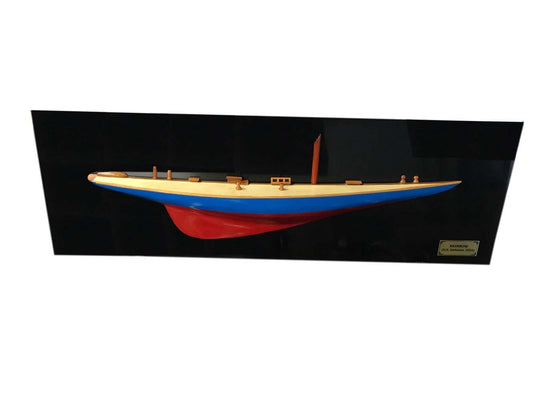 12" Blue and Red Rainbow Half-Hull Hand Painted Decorative Boat - Homeroots