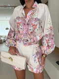 Printed Long Sleeve Shirt and Shorts Set - Trendsi - Flyclothing LLC