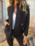 Full Size Textured Knit Zip Up Outerwear Plus Size - Trendsi - Flyclothing LLC