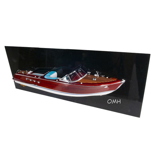 12" Wood Brown Riva Aquarama Half Hull Hand Painted Decorative Boat - Homeroots