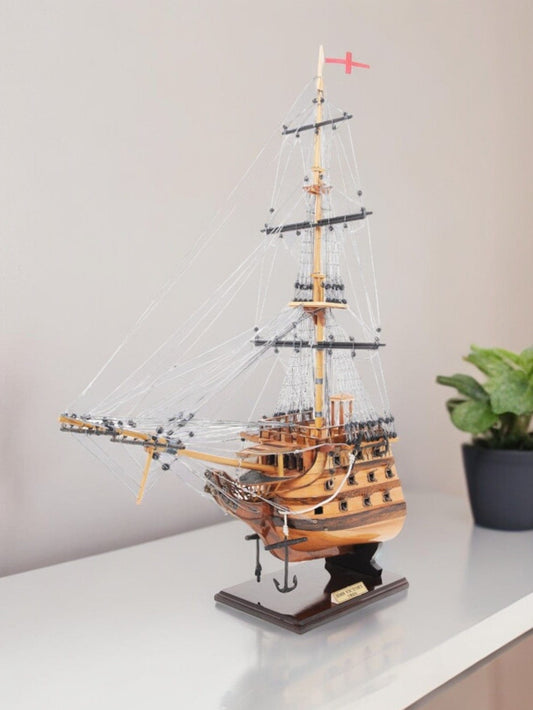 29" Wood Brown HMS Victory Bow Section Hand Painted Decorative Boat - Homeroots