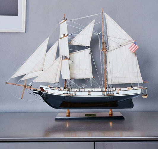 26" Black and White 1847 Harvey Hand Painted Decorative Boat - Homeroots