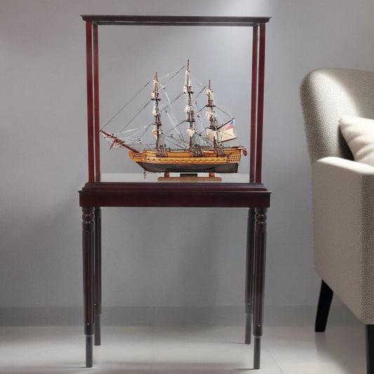 50" Wood Brown 1797 USS Constitution Hand Painted Boat with Case - Homeroots