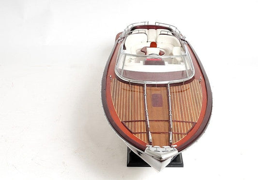 11" Black and White Riva Luxury Yacht Hand Painted Decorative Boat - Homeroots