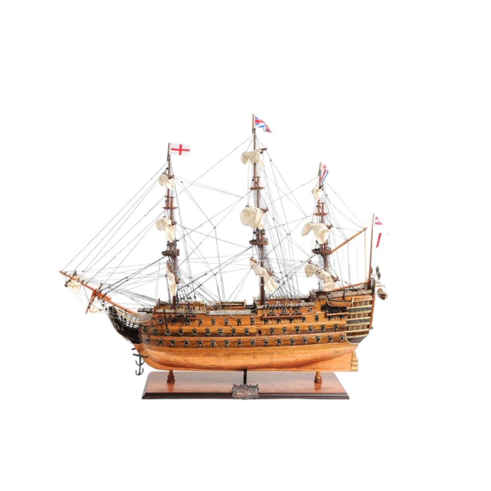 32" Wood Brown HMS Victory Copper Bottom Hand Painted Decorative Boat - Homeroots - Flyclothing LLC