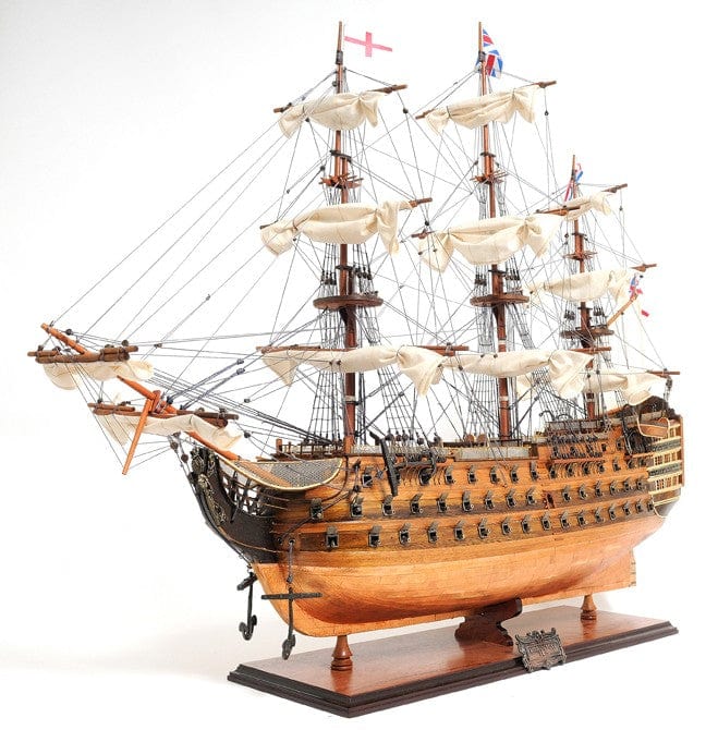 32" Wood Brown HMS Victory Copper Bottom Hand Painted Decorative Boat - Homeroots - Flyclothing LLC