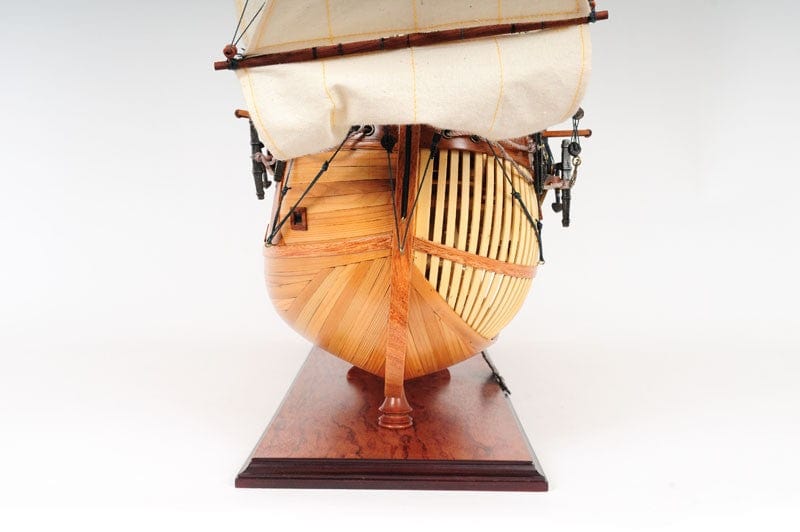 34" Wood Brown HMS Endeavour 1768 Open Hull Hand Painted Decorative Boat - Homeroots - Flyclothing LLC