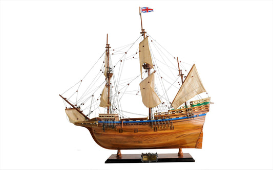 30" Wood Brown Mayflower Boat Hand Painted Decorative Boat - Homeroots