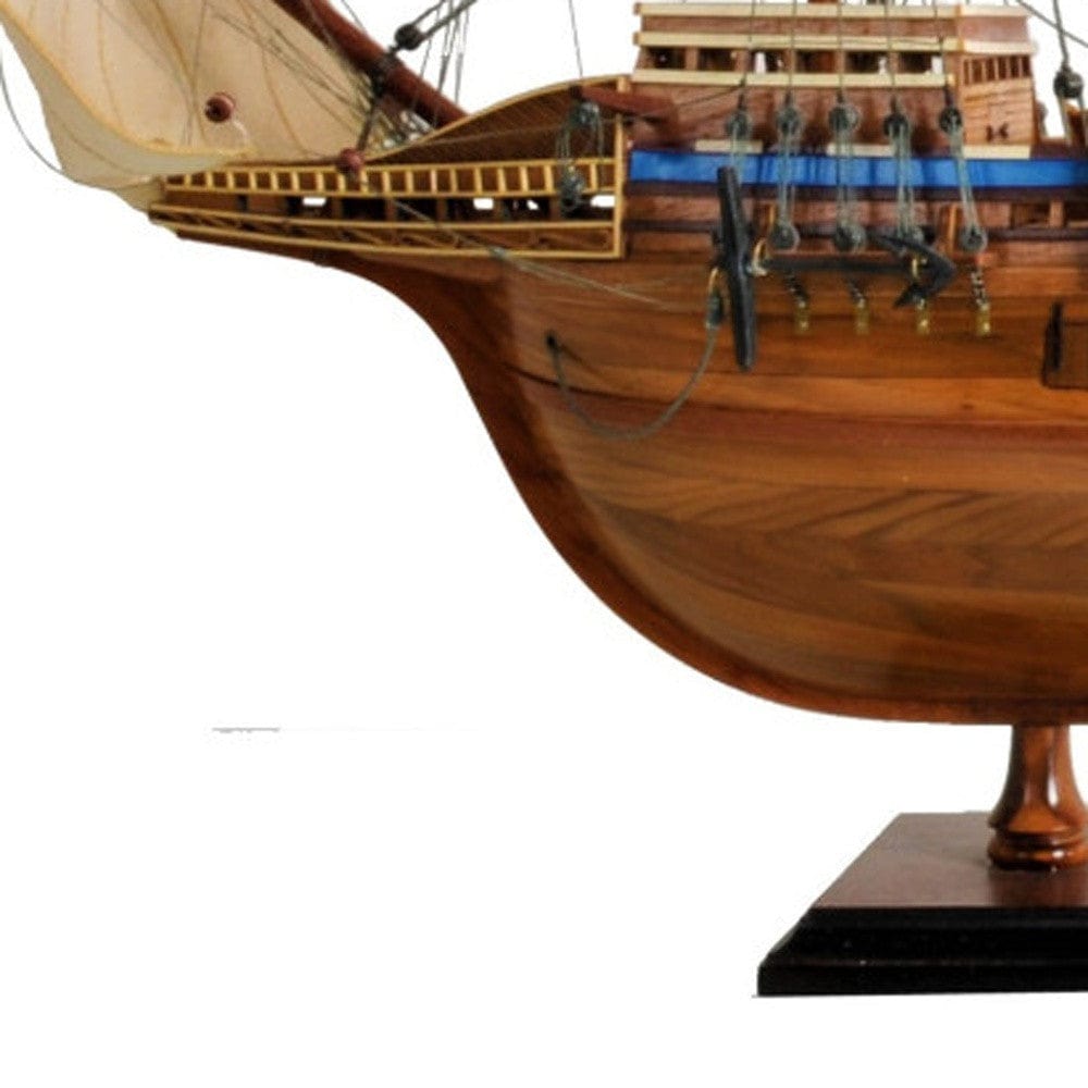 30" Wood Brown Mayflower Boat Hand Painted Decorative Boat - Homeroots - Flyclothing LLC