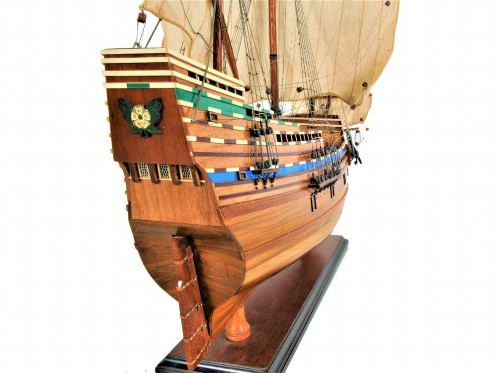30" Wood Brown Mayflower Boat Hand Painted Decorative Boat - Homeroots - Flyclothing LLC