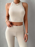 Ribbed Round Neck Tank and Pants Set - Trendsi - Flyclothing LLC
