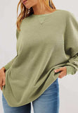 Round Neck Long Sleeve Sweatshirt - Trendsi - Flyclothing LLC
