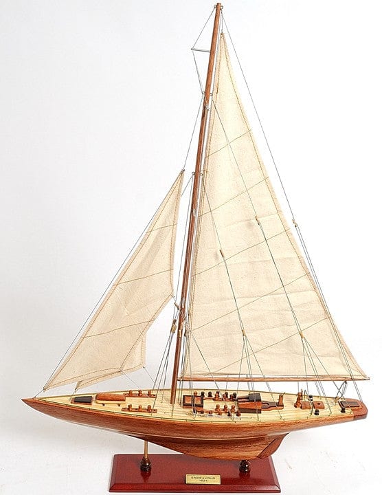 31" Wood Brown Endeavour Yacht Hand Painted Sculpture - Homeroots - Flyclothing LLC