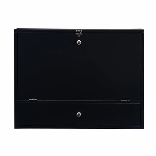 26" Black Wall Mounted Floating Desk - Homeroots