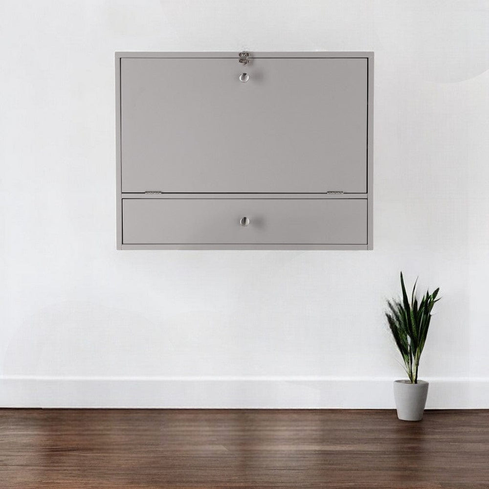 26" Gray Wall Mounted Floating Desk - Homeroots - Flyclothing LLC