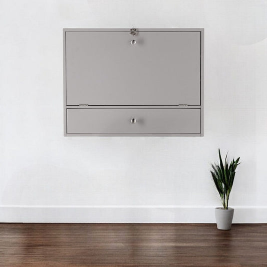 26" Gray Wall Mounted Floating Desk - Homeroots