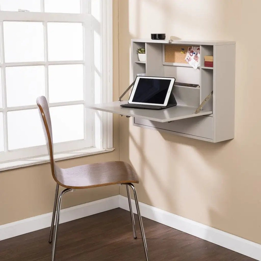 26" Gray Wall Mounted Floating Desk - Homeroots - Flyclothing LLC
