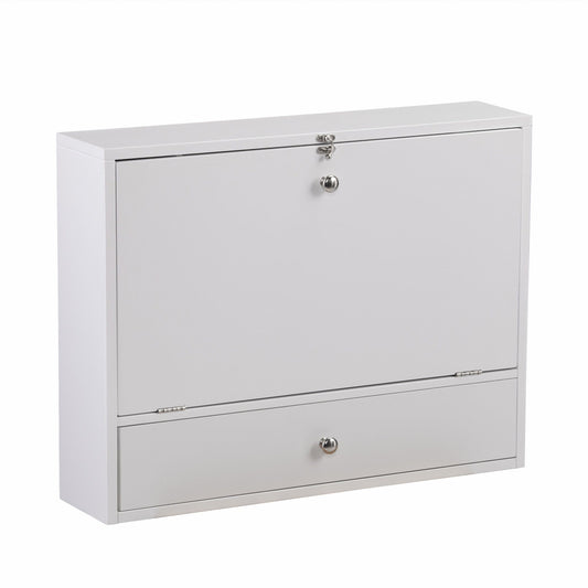 26" White Wall Mounted Floating Desk - Homeroots