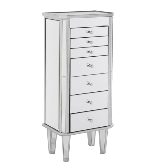 18" Silver Mirrored Writing Desk With Seven Drawers - Homeroots