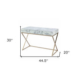 Faux Marble Writing Desk with Storage - Homeroots - Flyclothing LLC