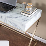 Faux Marble Writing Desk with Storage - Homeroots - Flyclothing LLC